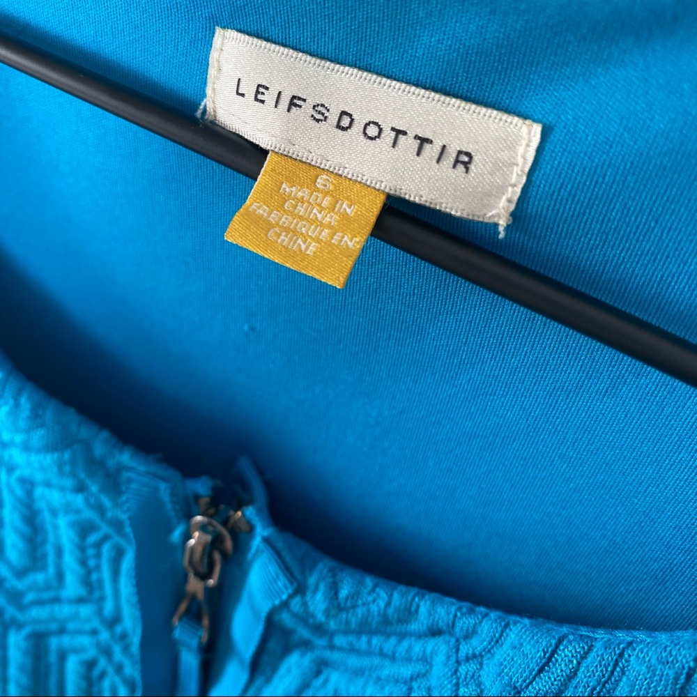 anthropologie leifsdottir coral blue turquoise knit fit and flare dress - Picture 3 of 8